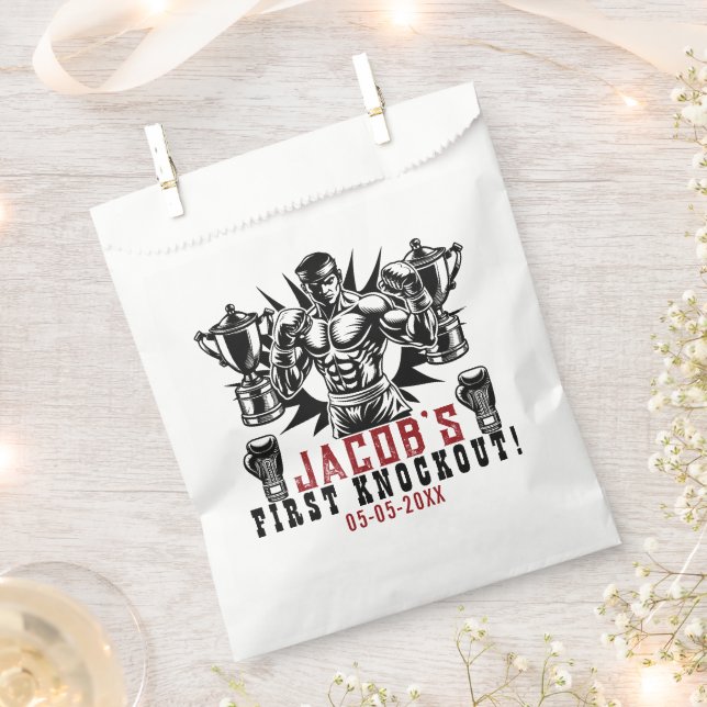 First Knockout Boxing Birthday Party Favour Bag (Clipped)