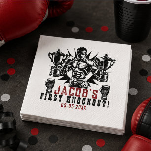 First Knockout Boxing Birthday Party Napkin