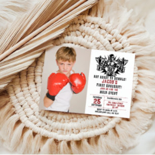 First Knockout Boxing photo Birthday Invitation