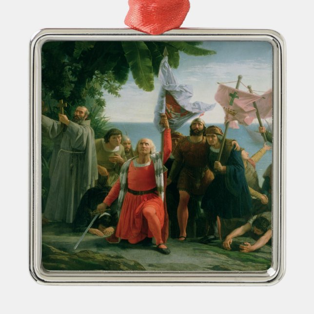 First Landing of Christopher Columbus in Metal Ornament (Front)