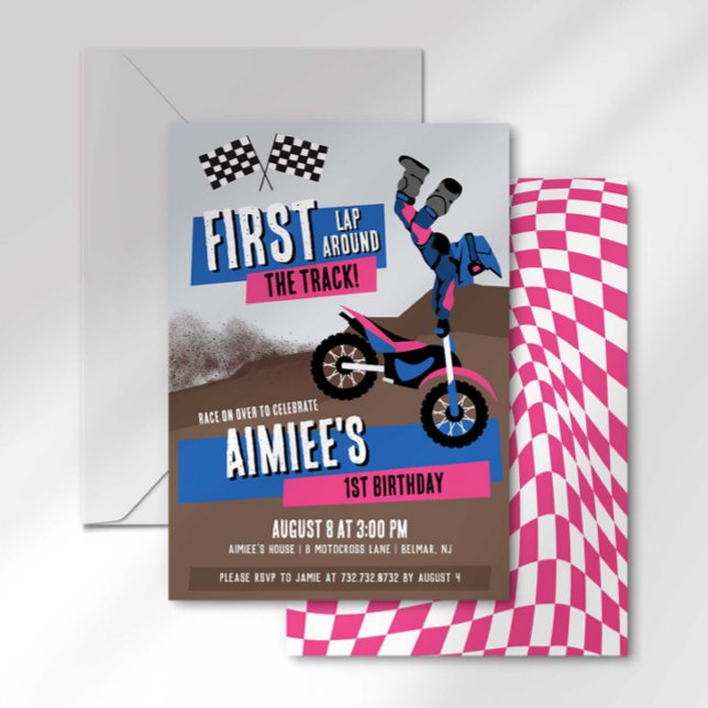First Lap Around the Track Dirt Bike Birthday Invitation (Creator Uploaded)