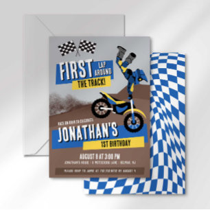 First Lap Around the Track Dirt Bike Birthday Invitation