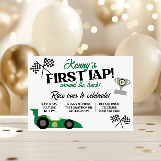 First Lap Around the Track, Kids' Birthday Party Invitation (Creator Uploaded)