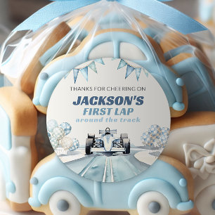 First Lap Around The Track Race Car 1st Birthday Classic Round Sticker