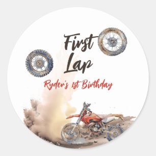 First Lap Little Racer 1st Birthday Classic Round Sticker