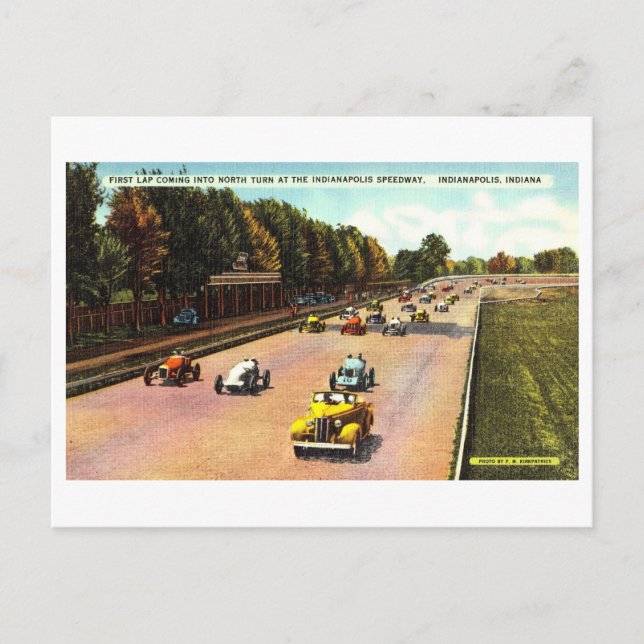 First Lap of Indy 500 Vintage Postcard (Front)