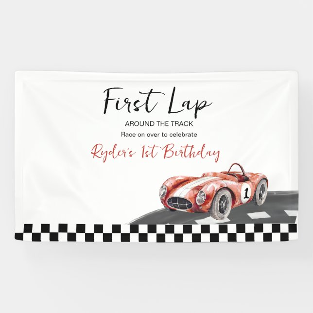 First Lap Race Car 1st Birthday  Banner (Horizontal)