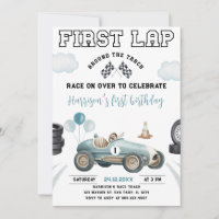 First Lap Race Car Around The Track 1st Birthday