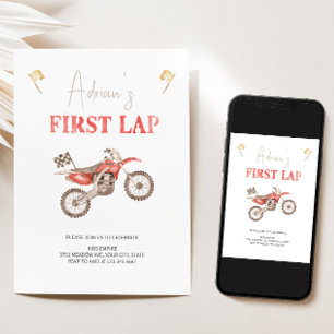 First LAP Red Dirt Bike Birthday Invitation 
