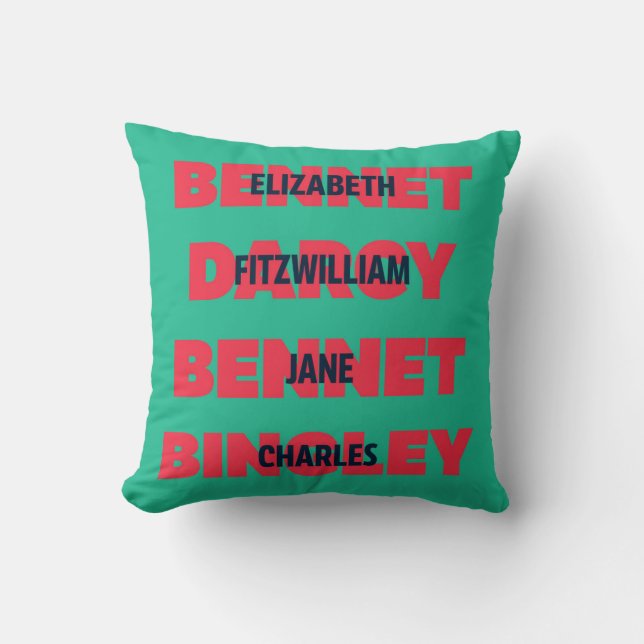 First & Last Names of Pride & Prejudice Characters Cushion (Front)