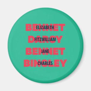 First & Last Names of Pride & Prejudice Characters Magnet