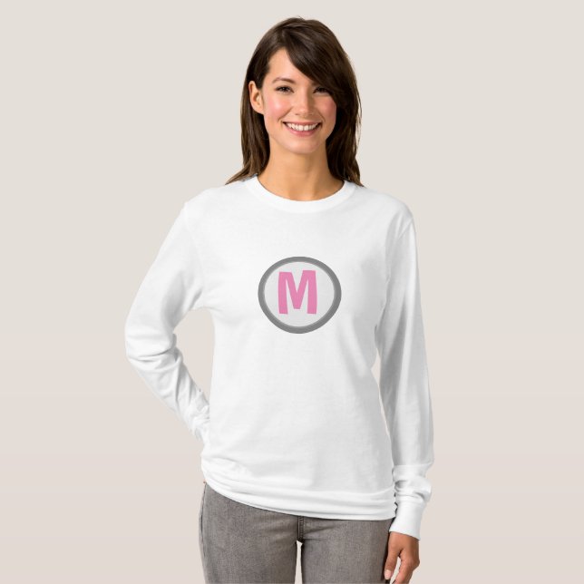 First Letter on Circle Custom Initial T-Shirt (Front Full)