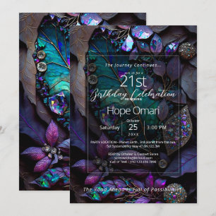 First Light Botanical Gemstone Abstract Invitation