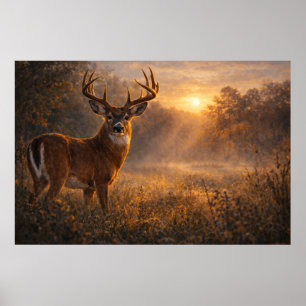 First Light Whitetail Deer Art Poster