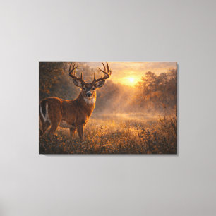 First Light   Whitetail Deer Art   Stretched Canvas Print