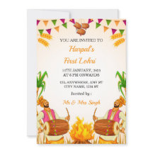 First Lohri Invitation Card, Lohri Party Card