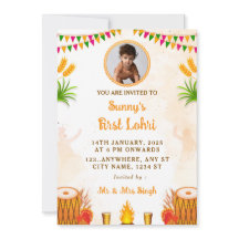 First Lohri Invitation Card, Lohri Party Card