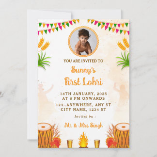 First Lohri Invitation Card, Lohri Party Card
