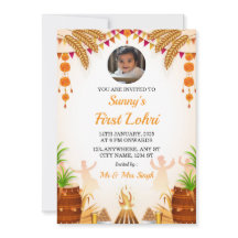 First Lohri Invitation Card, Lohri Party Card