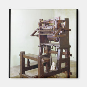 First loom for weaving stockings, 1750 magnet