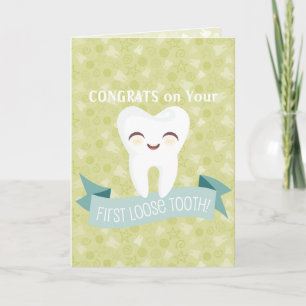 First Loose Tooth! - Green Custom Greeting Card