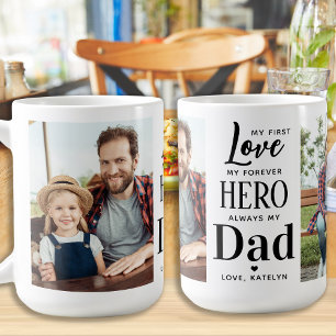 First Love Forever Hero Personalised 2 Photo Dad  Coffee Mug