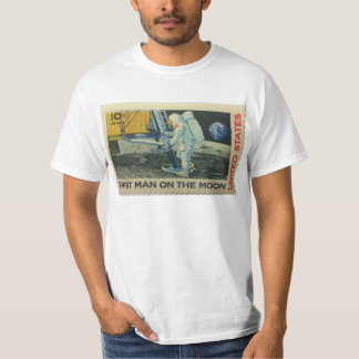 First Man on the Moon - Old Vintage Stamp T-Shirt