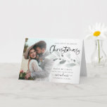 First Married Christmas Photo Foliage Folded  Card<br><div class="desc">First Married Christmas Photo Foliage. Celebrate your first Christmas as Mr and Mrs along with your festive greetings! Easy to personalise the text and replace the sample photo with your own.</div>