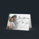 First Married Christmas Photo Foliage Folded  Card<br><div class="desc">First Married Christmas Photo Foliage. Celebrate your first Christmas as Mr and Mrs along with your festive greetings! Easy to personalise the text and replace the sample photo with your own.</div>