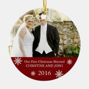 First Married II ı Customisable Christmas ornamen Ceramic Ornament