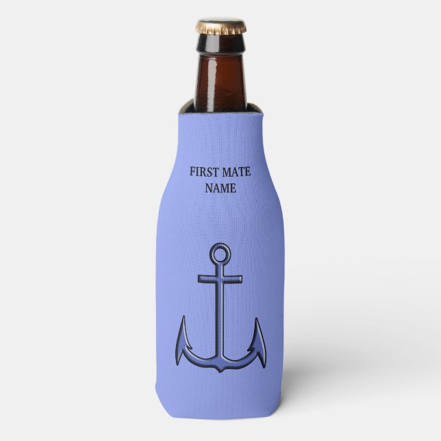 First Mate Anchor Nautical Custom Bottle Cooler 2 (Bottle Front)