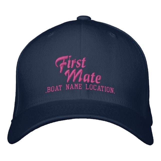 FIRST MATE Customisable Boat Name Your Name Embroidered Hat (Front)