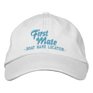 FIRST MATE Customisable Boat Name Your Name Embroidered Hat