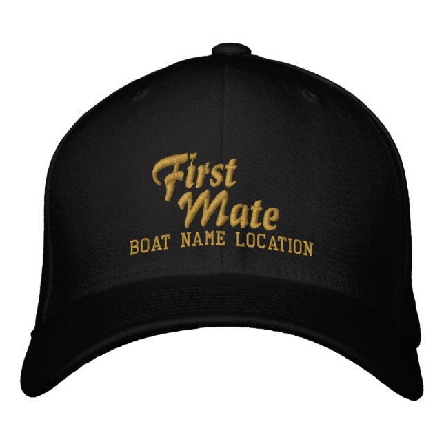 FIRST MATE Customizable Boat Name Your Name Embroidered Hat (Front)