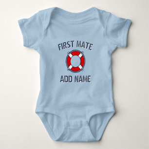 First mate nautical rescue buoy baby blue bodysuit