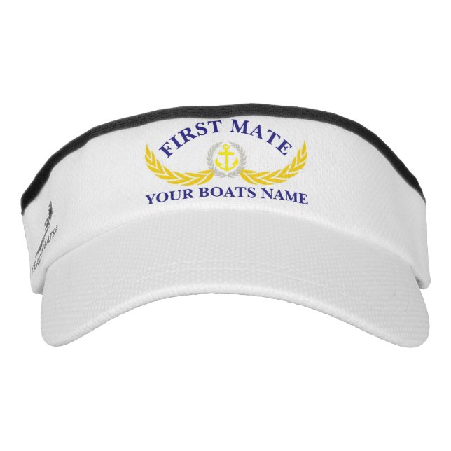 First Mate personalised boat name anchor motif Visor (Front)