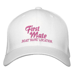 FIRST MATE Personalised Boat Name Your Name Embroidered Hat