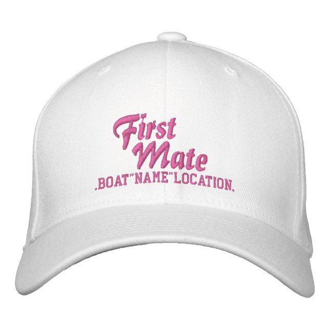 FIRST MATE Personalised Boat Name Your Name Embroidered Hat (Front)