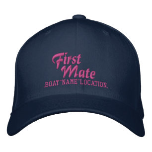FIRST MATE Personalised Boat Name Your Name Embroidered Hat