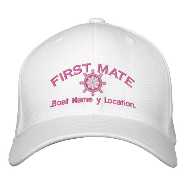 First Mate Wheel Your Boat Name Your Name or Both! Embroidered Hat (Front)