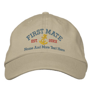 First Mate With Anchor Personalised Embroidered Hat