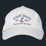 First Mate With Anchor Personalised Embroidered Hat<br><div class="desc">Embroidered First Mate cap .. ideal for sailors .. First Mate and rope and anchor personalised cap from Ricaso</div>