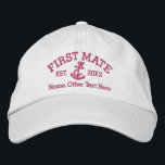First Mate With Anchor Personalized Embroidered Hat<br><div class="desc">Embroidered First Mate cap .. ideal for sailors .. First Mate and rope and anchor personalized cap from Ricaso</div>