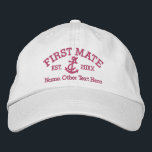 First Mate With Anchor Personalized Embroidered Hat<br><div class="desc">Embroidered First Mate cap .. ideal for sailors .. First Mate and rope and anchor personalized cap from Ricaso</div>