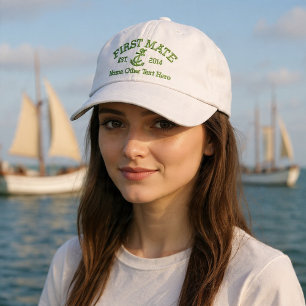 First Mate With Anchor Personalized Embroidered Hat