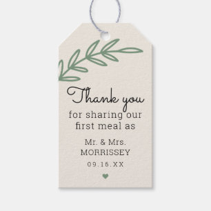 First Meal Greenery Wedding Favour Tag