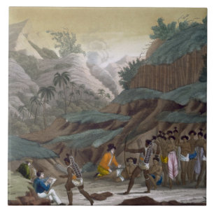 First Meeting of French Explorers with the Indigen Ceramic Tile