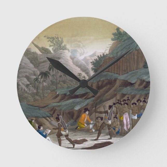 First Meeting of French Explorers with the Indigen Round Clock (Front)