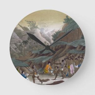 First Meeting of French Explorers with the Indigen Round Clock