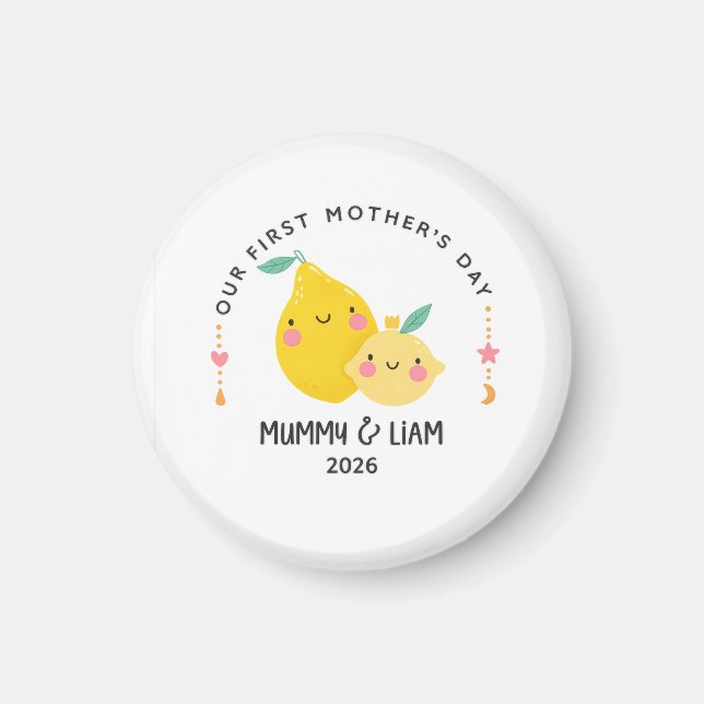 First Mother’s Day 2026 Cute Lemon Mom & Baby  Magnet (Front)